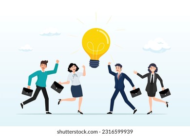 Business people brainstorming in business meeting, brainstorming business idea, solution to solve problem, discussion to discover new idea, team meeting to think together concept (Vector)