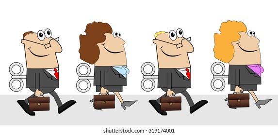 business people with briefcases and keys ,vector illustration