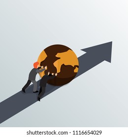 business people bring world into success