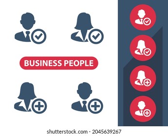 Business People - Businessman - Businesswoman Icons. Professional, pixel perfect icons. EPS 10 format.