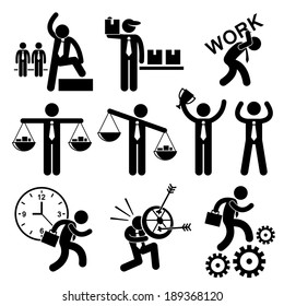 Business People Businessman Concept Stick Figure Pictogram Icon Cliparts