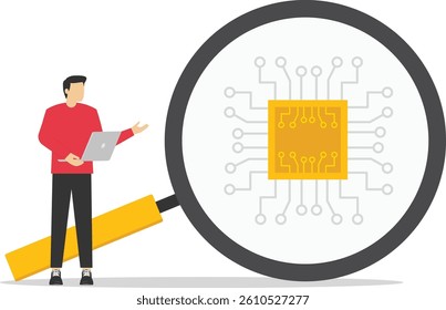 Business people buying computer processor

