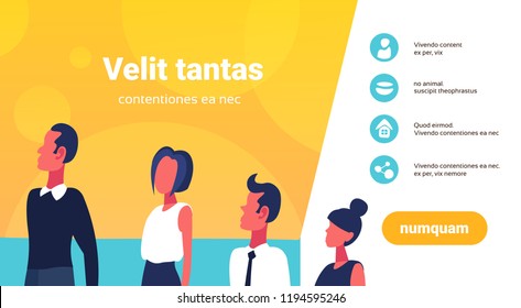 business people career ladder presenting business infographic template with different options male female cartoon character flat portrait horizontal copy space vector illustration