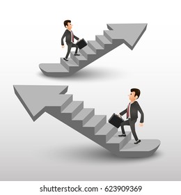 Business people career ladder. Stair arrow. Vector illustration