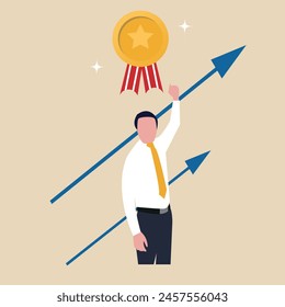 Business people celebrate high quality badge achievement