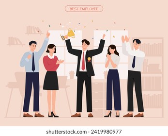 Business people celebrating success. Vector illustration in flat style. Successful teamwork.