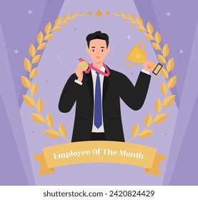 Business people celebrating success. Vector illustration in flat style. 
employee of the month