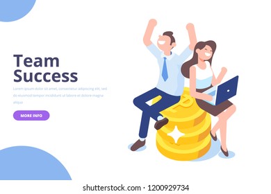 	
Business people celebrating victory. Team Success vector illustration. Flat vector illustration isolated on white.