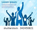 Business People Celebration Silhouette Hands Up, Businessmen Concept Winner Success Vector Illustration