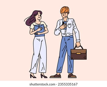 Business People, Character Sets. Clipart of two male and female office workers  