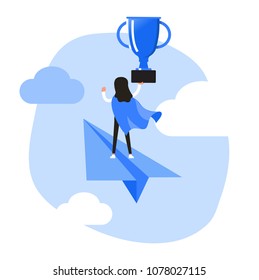 Business people character vector design. Business hero with trophy concept.