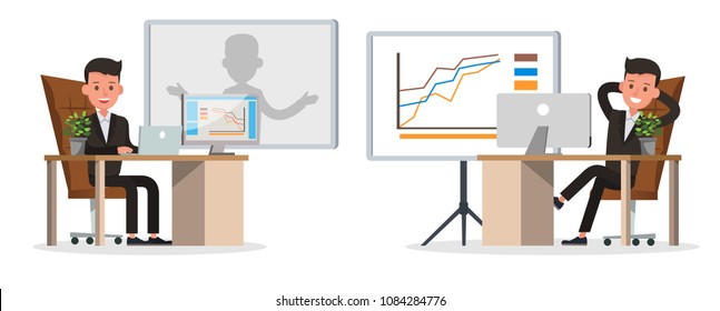 business people character vector design. Presentation in various action and working.