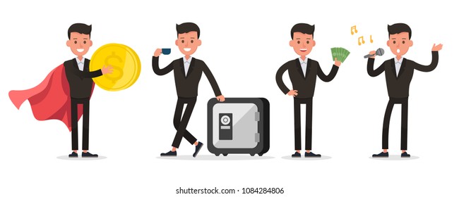 business people character vector design. Presentation in various action and working.