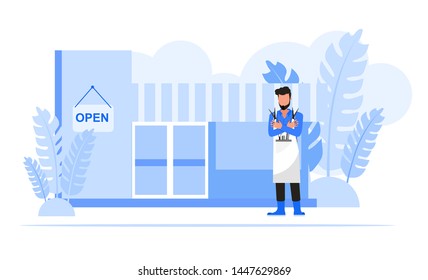 Business people character vector design. Business Owner barber shop concept.