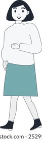 Business People Character Walking with Hand Drawn Style. Flat Vector Graphic Illustration