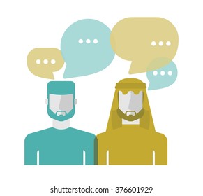 business people characters. Arab men at work. Vector illustration of Arabic man character image.