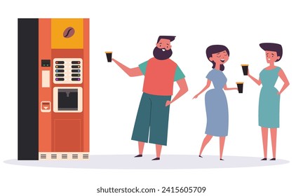 Business people characters having coffee break time lunch. Office life concept. Vector flat design graphic cartoon isolated illustration