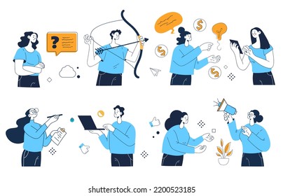 Business people characters office workers team managers concept set collection. Vector graphic design element illustration