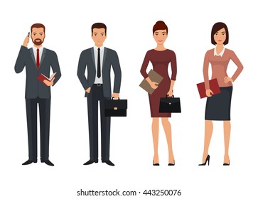 Business people characters in various poses. Vector illustration