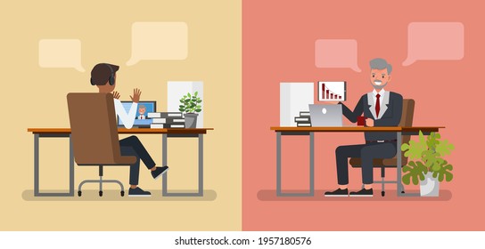 Business people chat on computer character vector design.