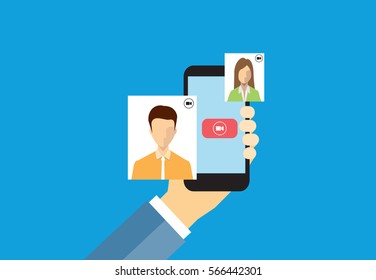 business people chat on video call concept.and people business communication connection concept.
flat vector
