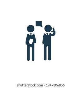Business people chatting in a coffee break. Employees talking in office sign. Perfect icon for modern business concept.