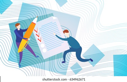 Business People Check List Solution Think New Idea Inspiration Creative Process Vector Illustration