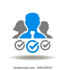 Business people with check marks vector illustration. Outsourcing icon.