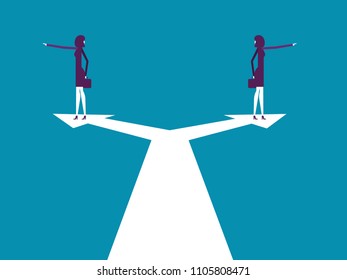 Business people choice and direction. Vector illustration business concept, Separation, Cartoon character.