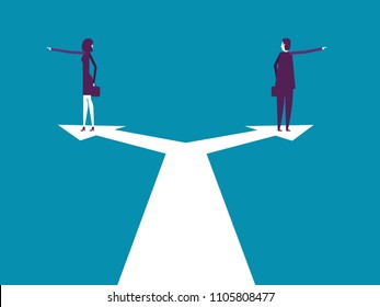 Business people choice and direction. Vector illustration business concept, Separation, Cartoon character.