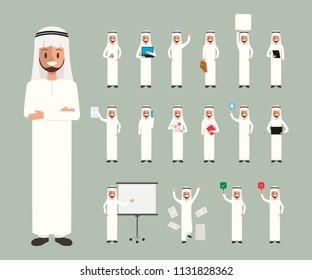 Business people chracter in office job collection. arab cartoon vector flat design.