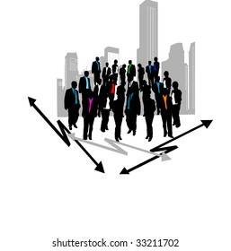 Business people and city