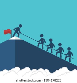 Business People Climb Top Mountain Leader Stock Vector (royalty Free 