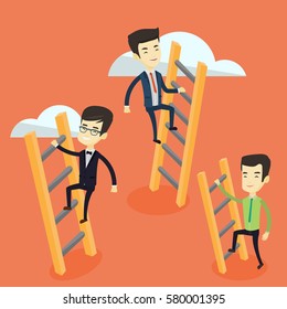 Business People Climbing Ladders Businessmen Climbing Stock Vector ...