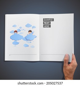Business people with clouds over isolated white background 