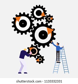 business people with cog vector