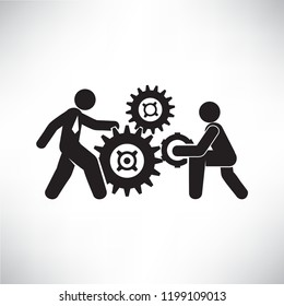 business people and cogs for operation concept