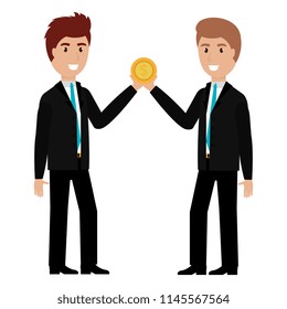 business people with coin money characters