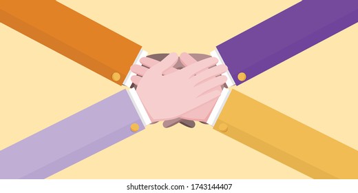 Business people are collaborating to plan further work. Illustration about hand in hand.