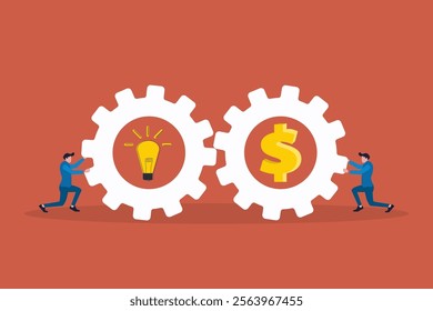 Business people collaboration between idea and money