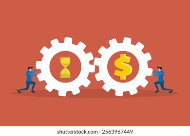 Business people collaboration between time and money