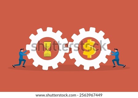 Business people collaboration between time and money