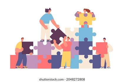 Business people collaboration. Puzzle communication, collaborated abstract metaphor. Technology work, teamwork management utter vector concept