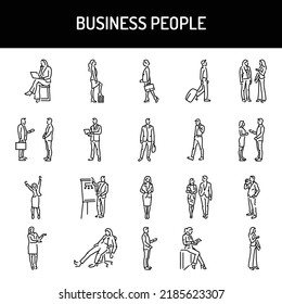 Business people color line icons set. Pictograms for web page, mobile app, promo. UI UX GUI design element. Editable stroke.