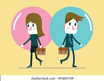 Business people in comfort zone balloon. Egoism, relationship and Comfort zone concept. flat character design. vector illustration