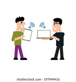 Business  people communicate by WiFi