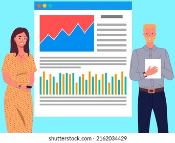 Business people communicating in office discuss statistics, analyze different charts and graphs. Financial accounting concept. Organization process, analytics, planning, report, market analysis