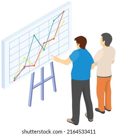 Business people communicating in office discuss statistics, analyze different charts and graphs. Financial accounting concept. Organization process, analytics, planning, report, market analysis