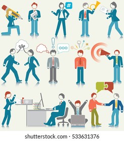 Business People Communication Activities Icon Set