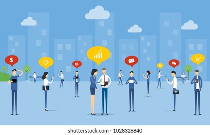 business people communication on social network  concept and business online connection concept